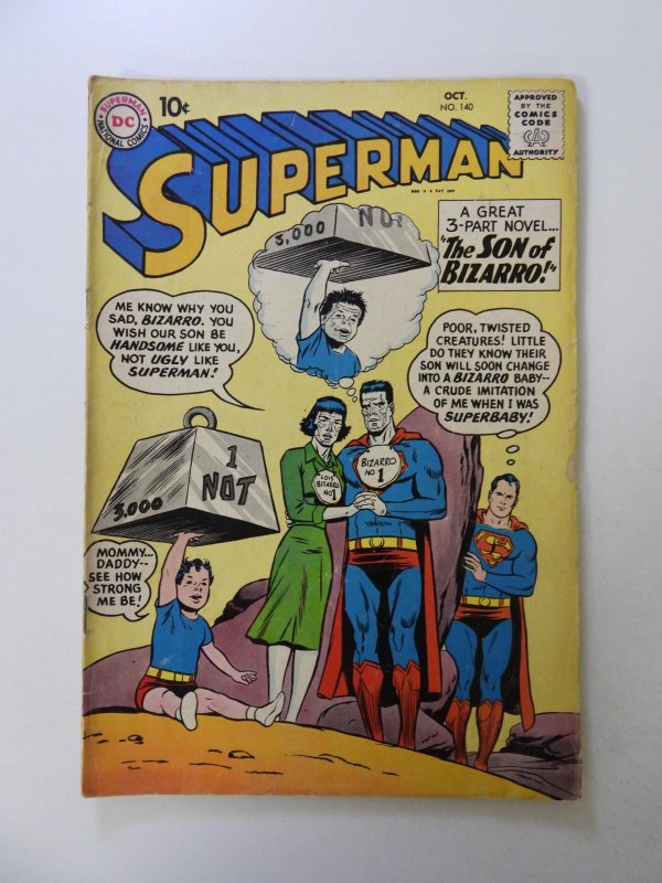 Superman #140 (1960) VG condition stains front/back cover