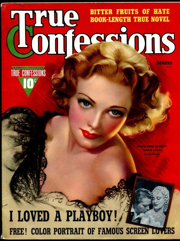 True Confessions 8/1940-Fawcett-Zoe Mozert English-American Beauty cover-pulp-VF