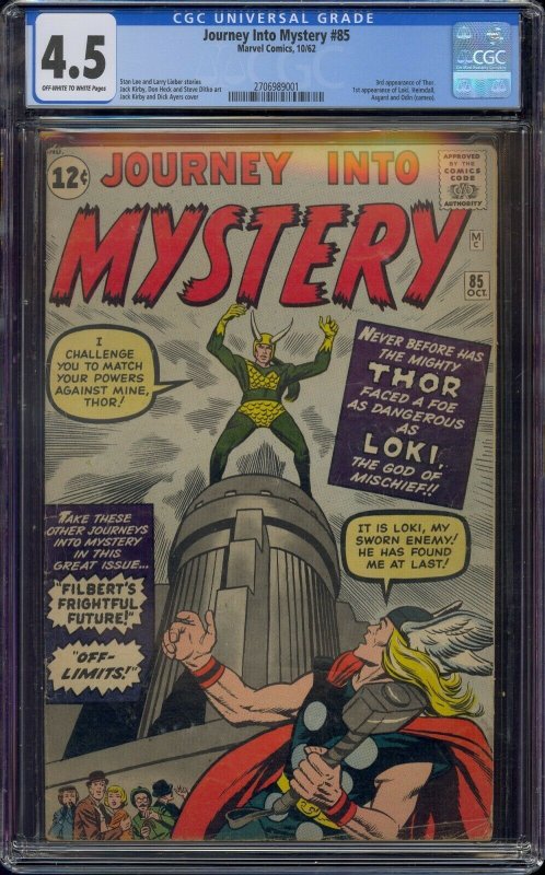 JOURNEY INTO MYSTERY #85 CGC 4.5 1ST LOKI HEIMDALL ASGARD ODIN CAMEO 