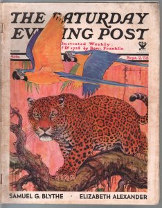 Saturday Evening Post 9/2/1933-Paul Bransom Jungle cover-pulp thrills-VG