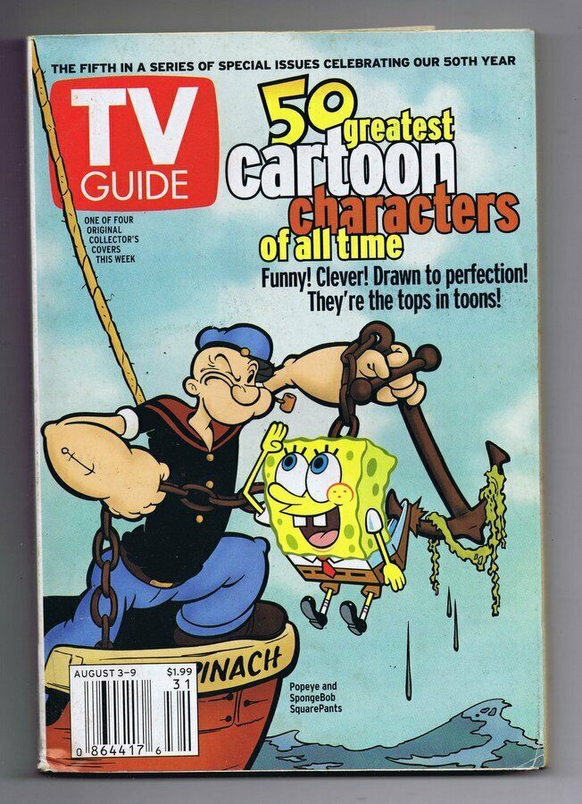 ORIGINAL Vintage TV Guide August 3 2002 No Label Spongebob Squarepants 1st  Cover | Comic Books - Modern Age