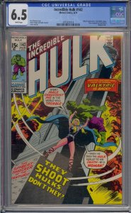 INCREDIBLE HULK #142 CGC 6.5 VALKYRIE TOM WOLFE CAMEO WHITE PAGES