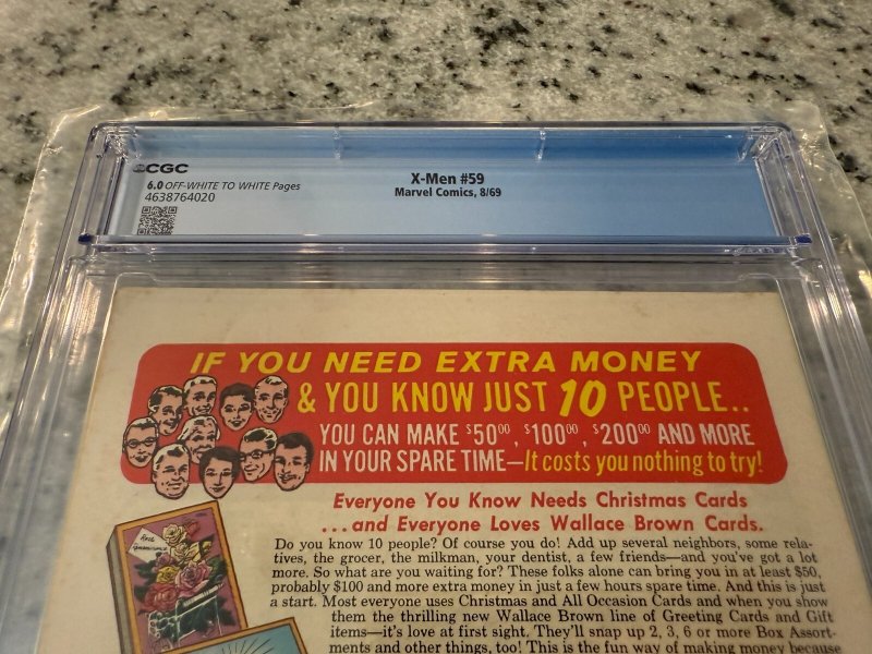 (Uncanny) X-Men # 59 CGC Graded 6.0 Marvel Comic Book Neal Adam JH18