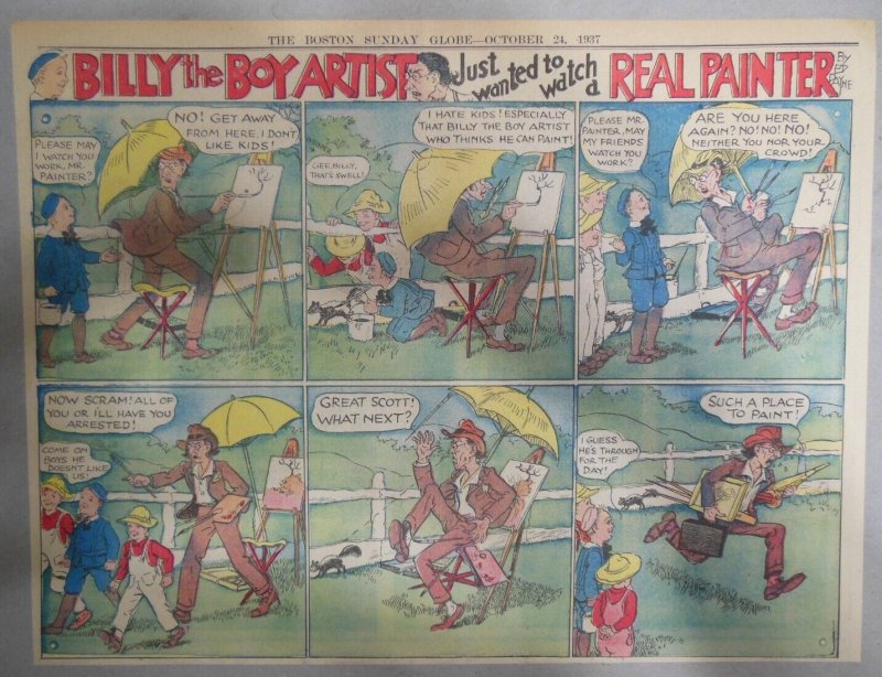 Billy The Boy Artist by Ed Payne from 10/24/1937 Size: 11 x 15 Inches Boston