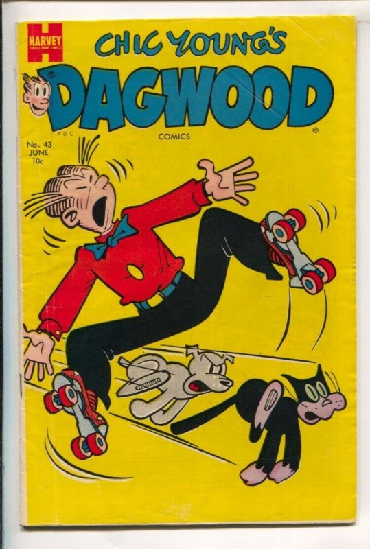 Dagwood #43 1954-Harvey- roller skate cover-Calendar in this issue-Blondie  & ... | Comic Books - Golden Age, Harvey, Humor/Satire / HipComic