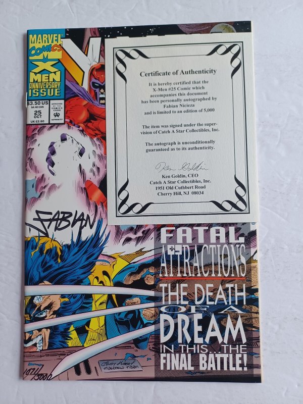 X-Men #25 - signed w/COA Fabian Nicieza - Wolverine - 1993 - NM