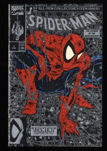 Spider-Man #1 NM 9.4 White Pages Torment! Todd McFarlane! Silver and Black!