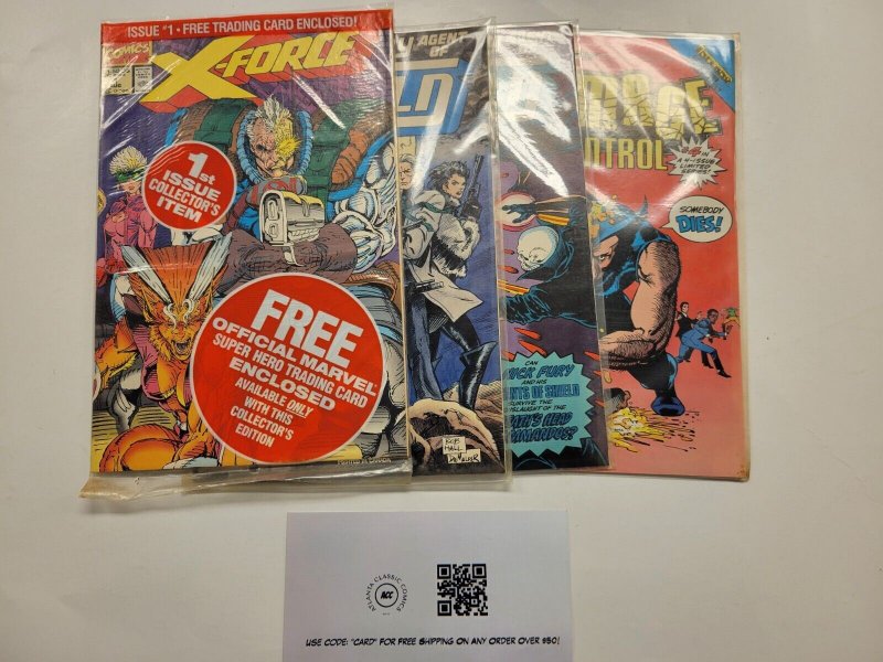 4 Marvel Comic Books X-Force #1 + Shield #1 2 + Damage Control #4 57 TJ3
