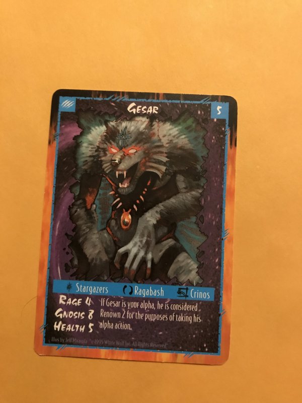 GESAR : RAGE Werewolf Unlimited Character Card; White Wolf TCG, Rare