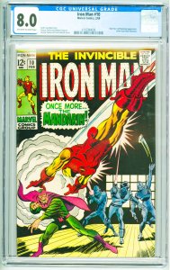 Iron Man #10 (1969) CGC 8.0! OWW Pages!