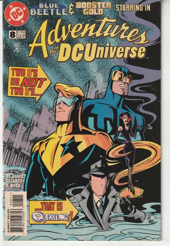 Adventures in the DC Universe #8 (1997)  Booster Gold, Blue Beetle, The Question