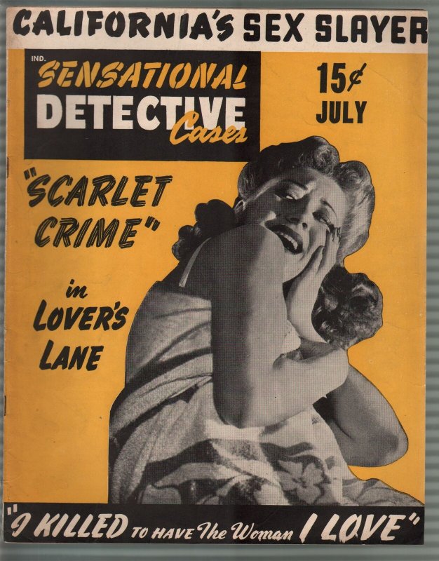 Sensational Detective Cases 7/1943- death lullaby-morbid violent pulp-VG