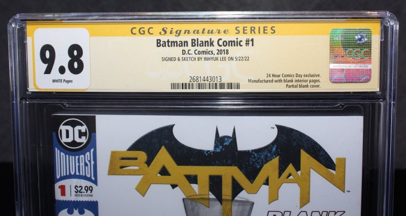 Batman Blank Comic #1 CGC (9.8) Signed & Sketched by Inhyuk Lee - 2018