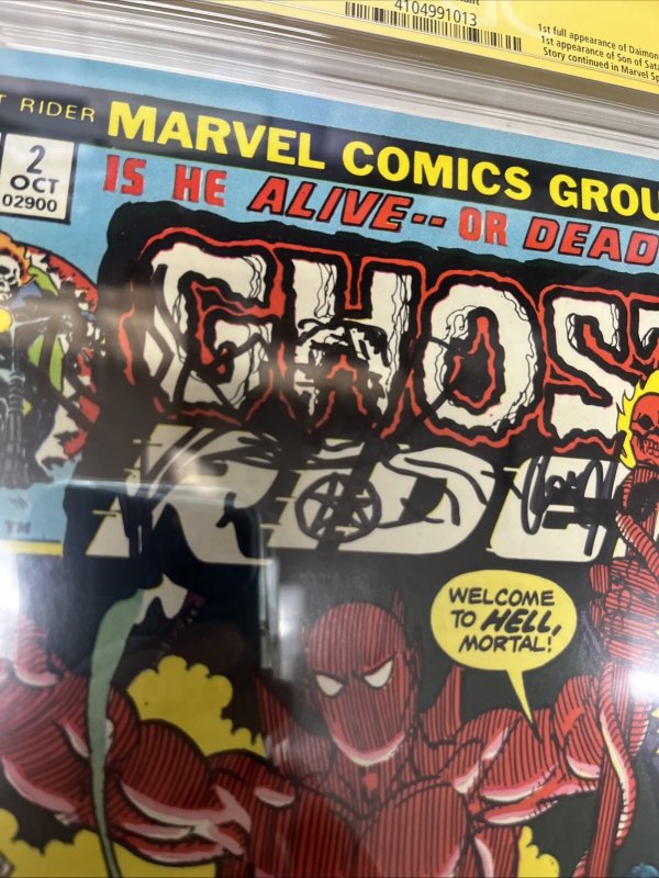 Ghost Rider (1973) # 2 (CGC 9.0) Signed & Sketch Roy Thomas • Rare UK Edition