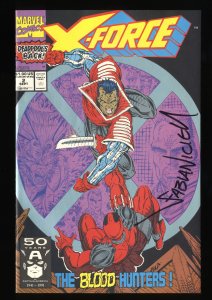 X-Force #2 NM- 9.2 Signed by  Fabian Nicieza! 2nd Deadpool!