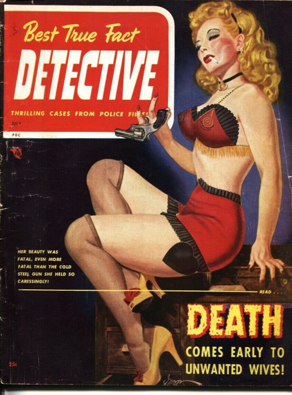 Best True Fact Detective Magazine July 1948- George Gross Gun moll cover-GGA