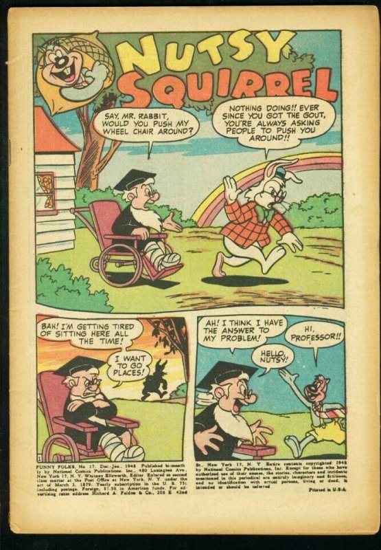 FUNNY FOLKS #17 1948-DC COMICS-NUTSY SQUIRREL SLAPSTICK P
