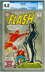 The Flash #151 (1965) CGC 4.0! OWW Pages! Cracks on slab