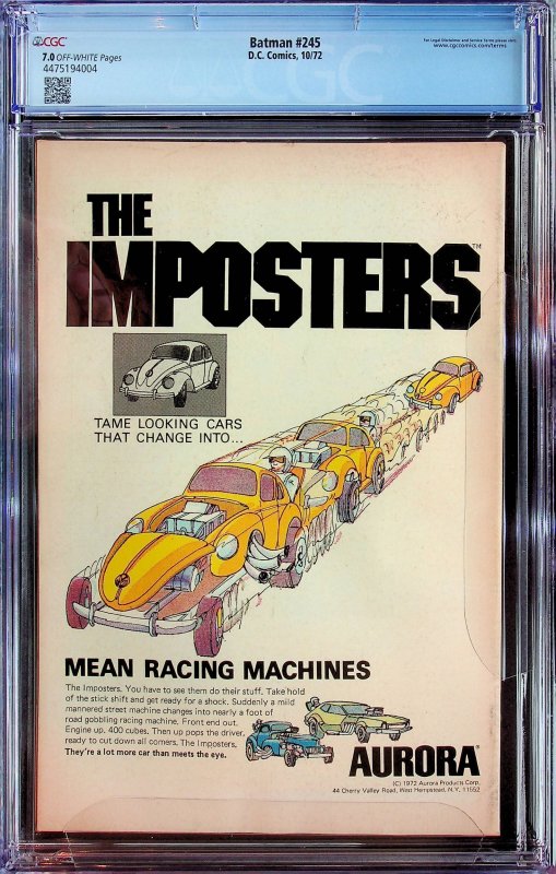 Batman #245 (1972) - CGC 7.0 - Cert#4475194004
