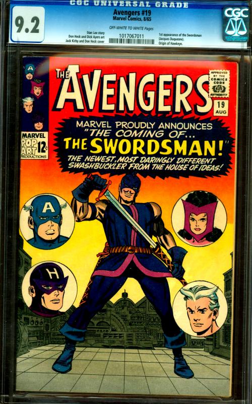 Avengers #19 CGC Graded 9.2 1st Swordsman, Origin Hawkeye