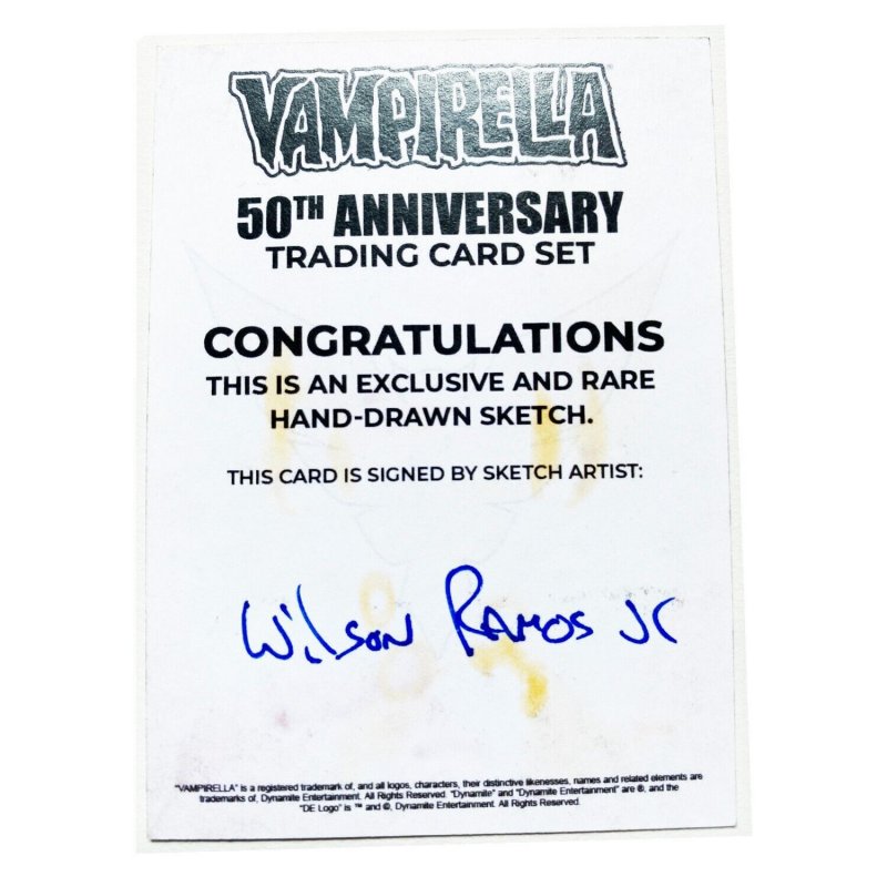 Vampirella 50Th Anniversary Sketch Card By Wilson Ramos Jr Dynamite (G)