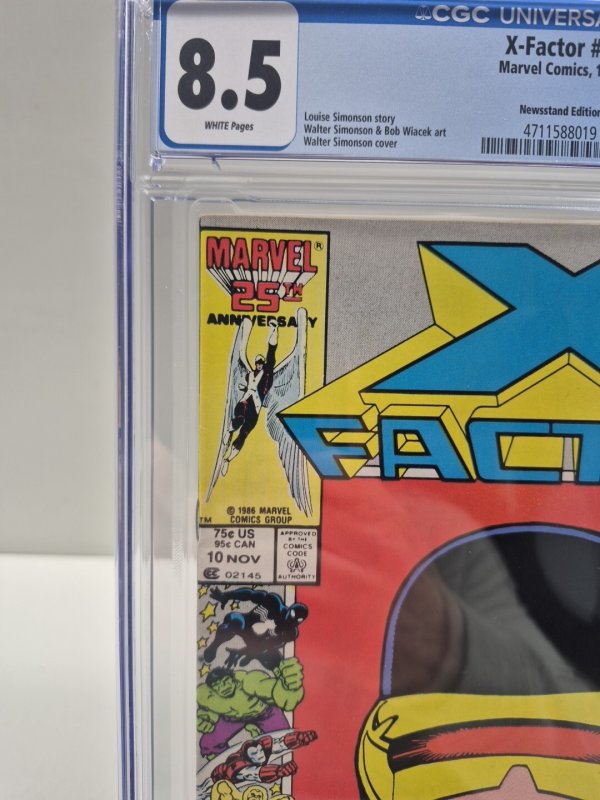 X-FACTOR #10 Newsstand (1986) CGC 8.5 ⭐️25th Anniversary Border⭐️