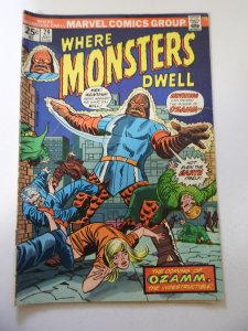 Where Monsters Dwell #29 (1974) VG Condition centerfold detached at one staple