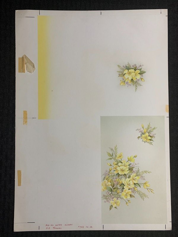 HAPPY EASTER Yellow Flowers 2-Panels 10x14.5 Greeting Card Art #742