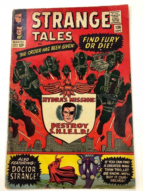 STRANGE TALES 136 G   September 1965    Steranko art & story SHIELD MSeverin 