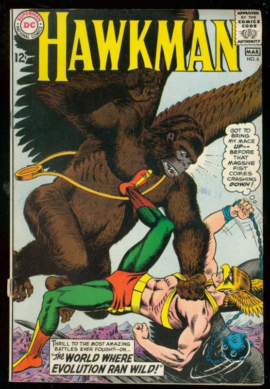 HAWKMAN #6 1965-DC COMICS-EVOLUTION RUNS WILD ANDERSON VG/FN