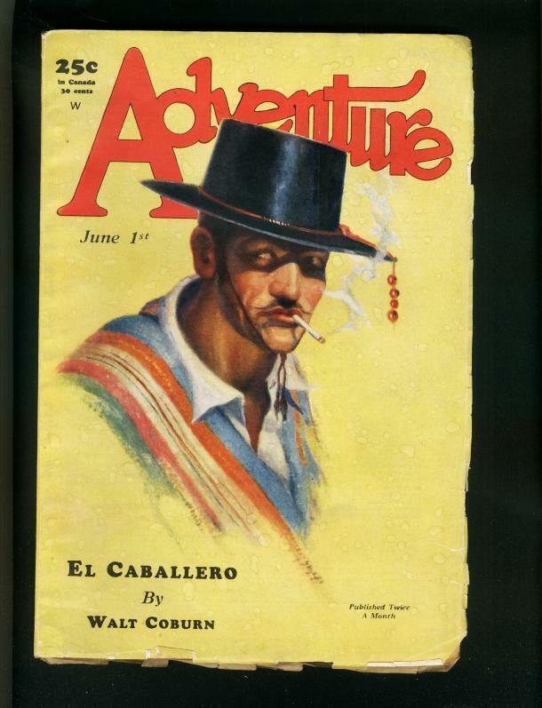 ADVENTURE PULP JUNE 1 1928-CABALLERO by WALT COBURN-WHITFIELD-LEMAY-good G