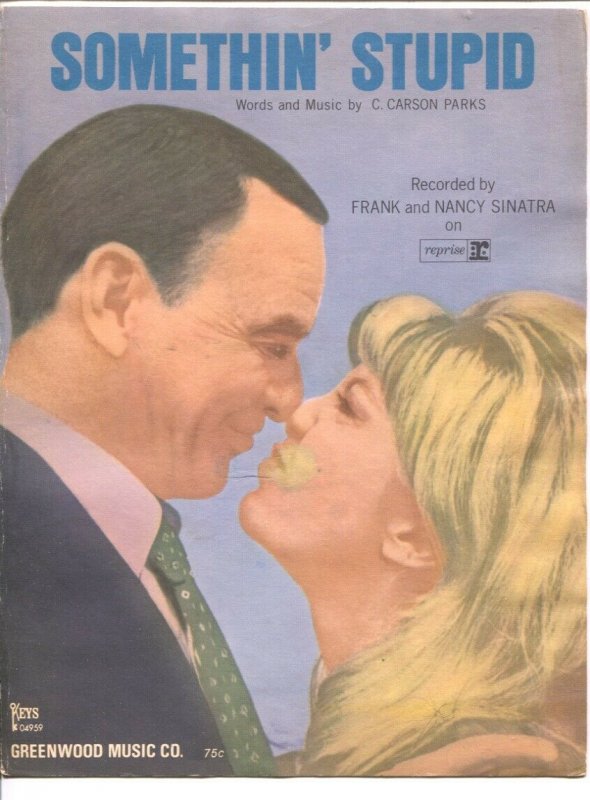 Frank and Nancy Sinatra Sheet Music 1967-Somethin' Stupid-Sinatra cover-VG/FN