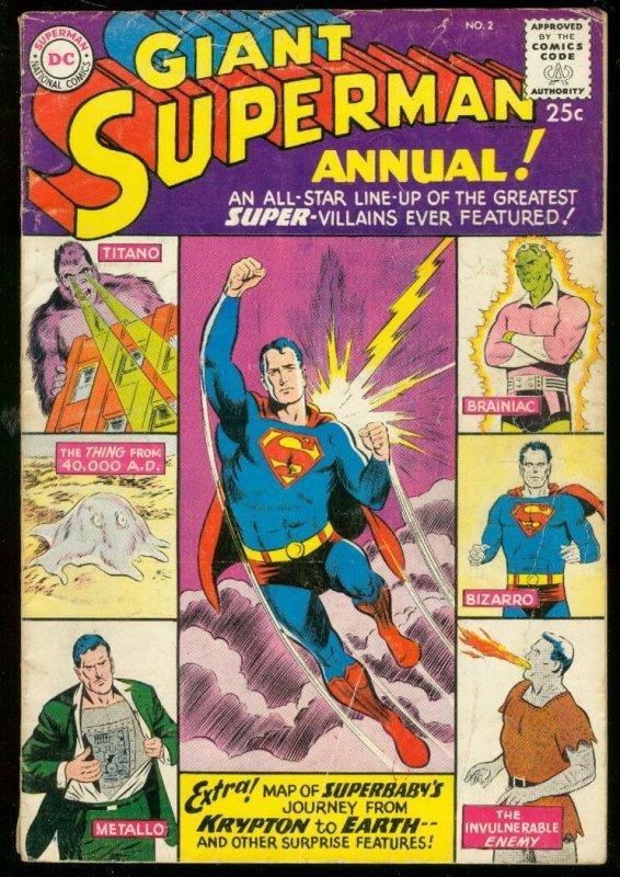 SUPERMAN ANNUAL #2 1960 GIANT-DC COMIC-BIZARRO BRAINIAC VG