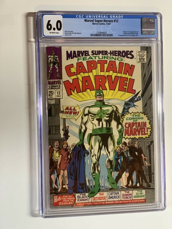 Marvel Super-heroes 12 Cgc 6.0 Ww Pages Silver Age Captain Marvel