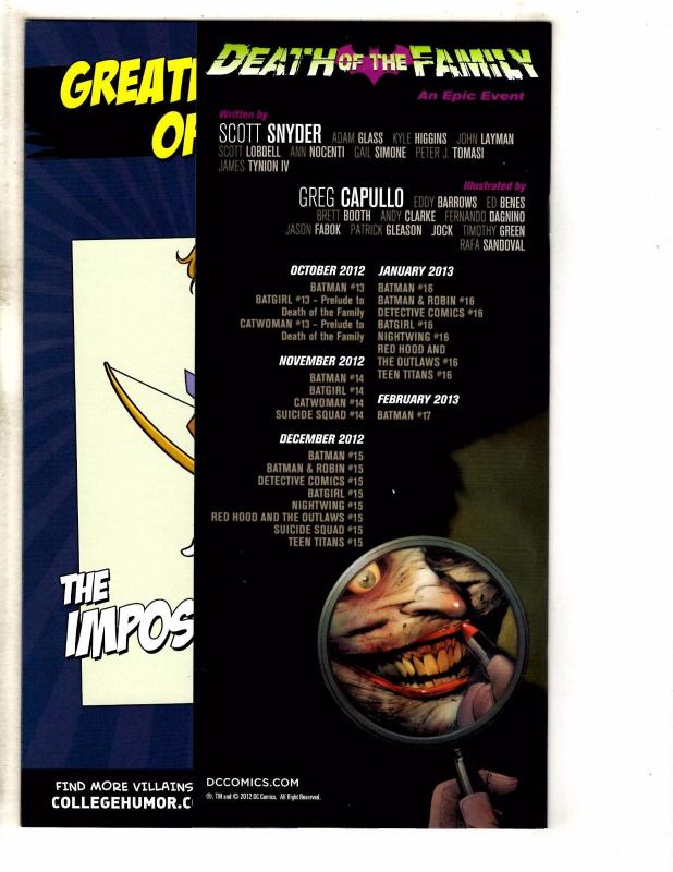 Batman #13 NM 1st Print DC New 52 Comic Book Scott Snyder Greg Capullo Ser. TW62