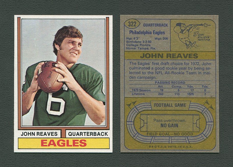 1974 Topps Football / John Reaves #322 / NM-MT
