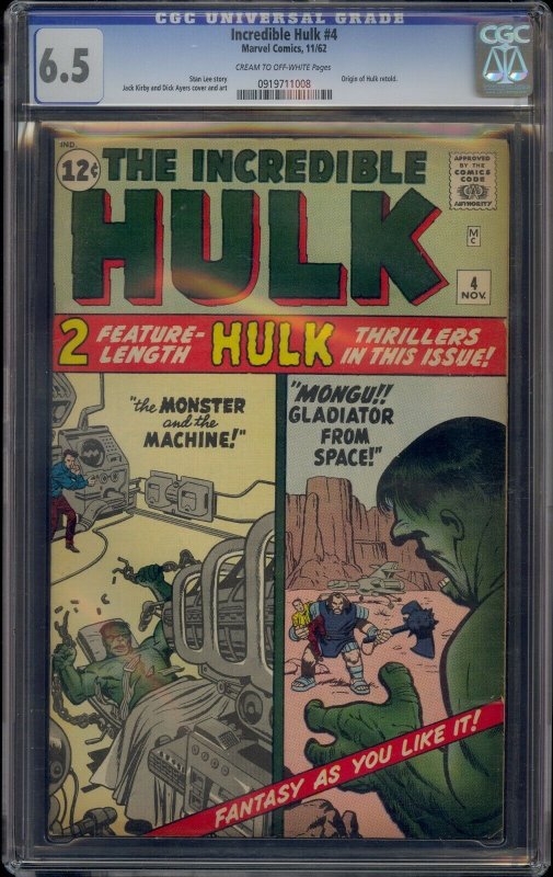 INCREDIBLE HULK #4 CGC 6.5 ORIGIN RETOLD 