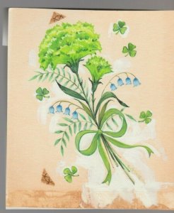 BLUE BELLFLOWER WITH CLOVER #7819 St Patrick's Day Greeting Card Art