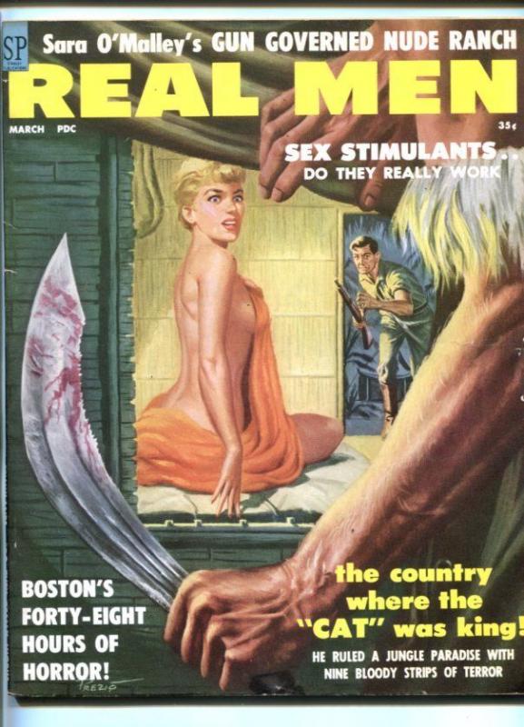 REAL MEN-MAR-1959-PULP FICTION-VIKINGS-INDIANS-SPICY-CHEESECAKE-fn