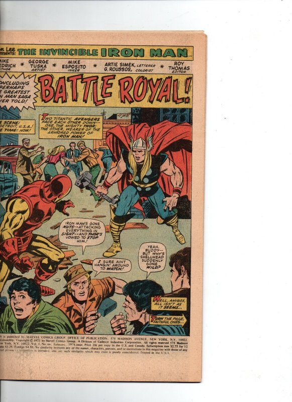 Invincible Iron Man #66 - Gil Kane - Thor vs Iron Man - 1974 - VF
