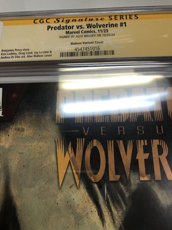 Predator VS Wolverine (2023) # 1 (CGC 9.8) Signed Sketch Alex Maleev * Census =3