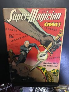 Super-Magician Comics #13 (1943) The Shadow appearance key! Bondage Cover VG+