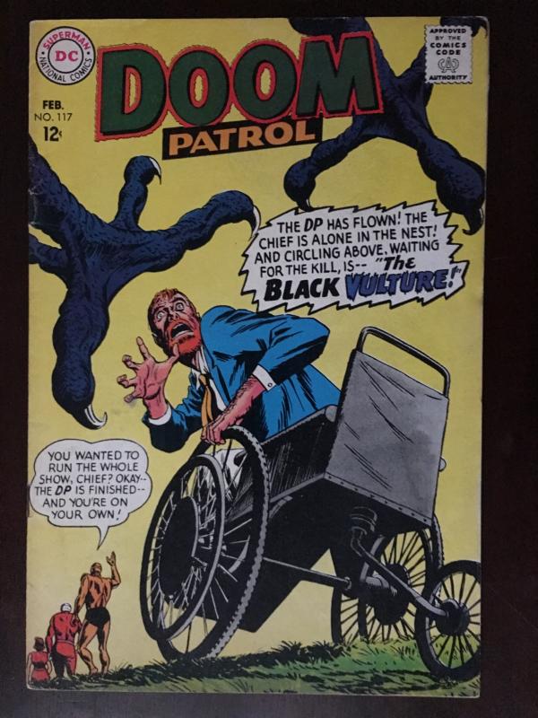 DOOM PATROL! #117 ELASTI-GIRL!! ROBOTMAN! BRIGHT VF- THE BLACK VULTURE