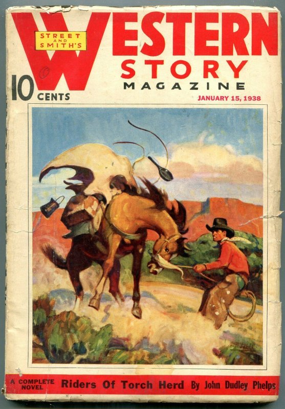 Western Story Magazine Pulp January 15 1938- Riders of Torch Herd VG