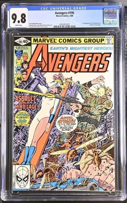 AVENGERS #195 CGC 9.8 1ST TASKMASTER ANT-MAN WASP GEORGE PEREZ WHITE PAGES 1022