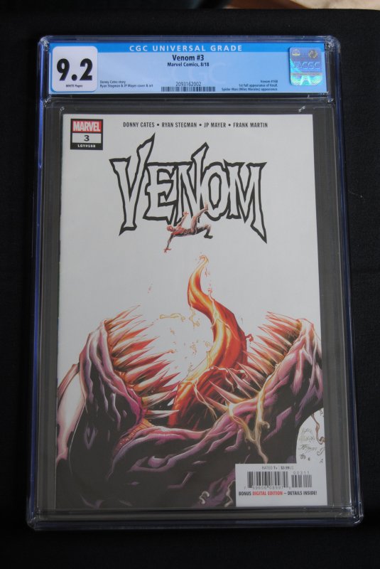 Venom #3, CGC 9.2, First Full appearance of Knull, Miles Morales Spiderman. HOT!