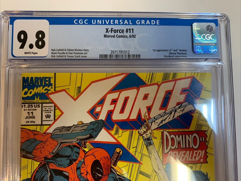X-Force (1992) # 11 (CGC WP 9.8) 1st App Real Domino (Neena Thurman)