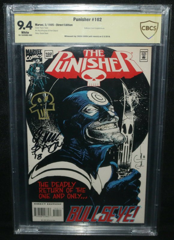 Punisher #102 - Chuck Dixon Sketch - CBCS Witnessed Signature 9.4 - 1995 