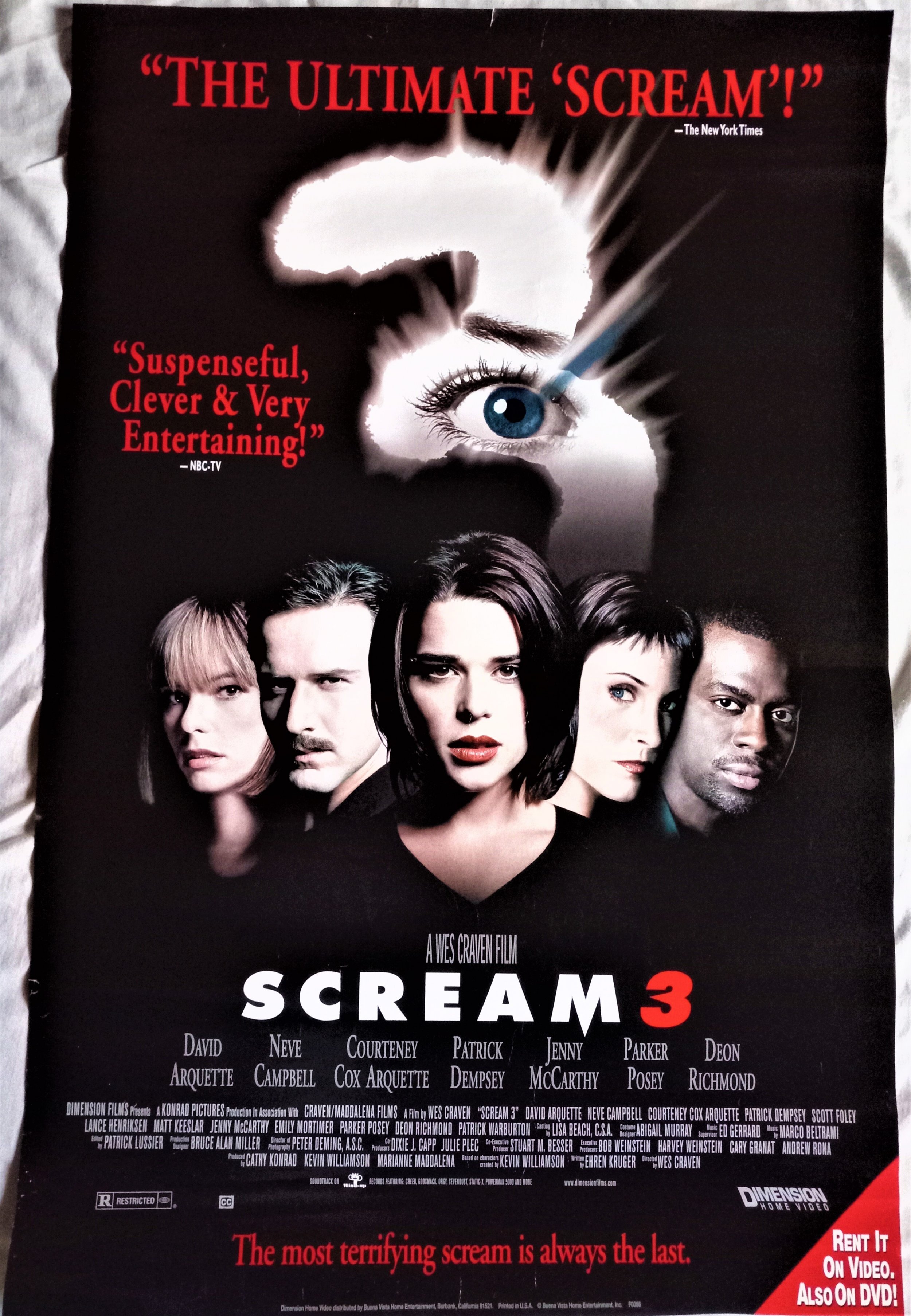 SCREAM 3 (2000) Promotional movie poster Comic Collectibles