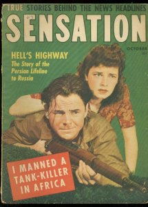 SENSATION MAGAZINE OCT 1943-GOOD GIRL ART-TANK KILLER VG